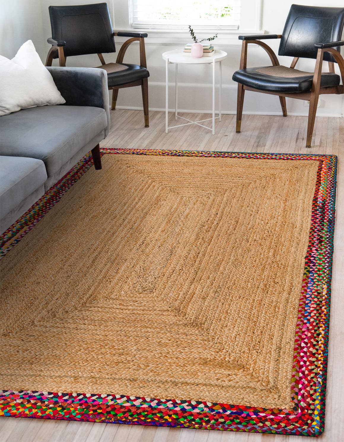 Natural 8' x 10' Braided Jute Rectangle Area Rug 100% Jute Hand Braided Natural Eco-Friendly Boho Style Carpet for Living Rooms Dining Office Space Dorms for Sale at Rug Engine