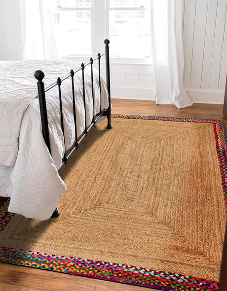 Natural 8' x 10' Braided Jute Rectangle Area Rug 100% Jute Hand Braided Natural Eco-Friendly Boho Style Carpet for Living Rooms Dining Office Space Dorms for Sale at Rug Engine