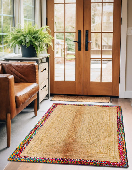 Natural 4' 1 x 6' 1 Braided Jute Rectangle Area Rug 100% Jute Hand Braided Natural Eco-Friendly Boho Style Carpet for Living Rooms Dining Office Space Dorms for Sale at Rug Engine
