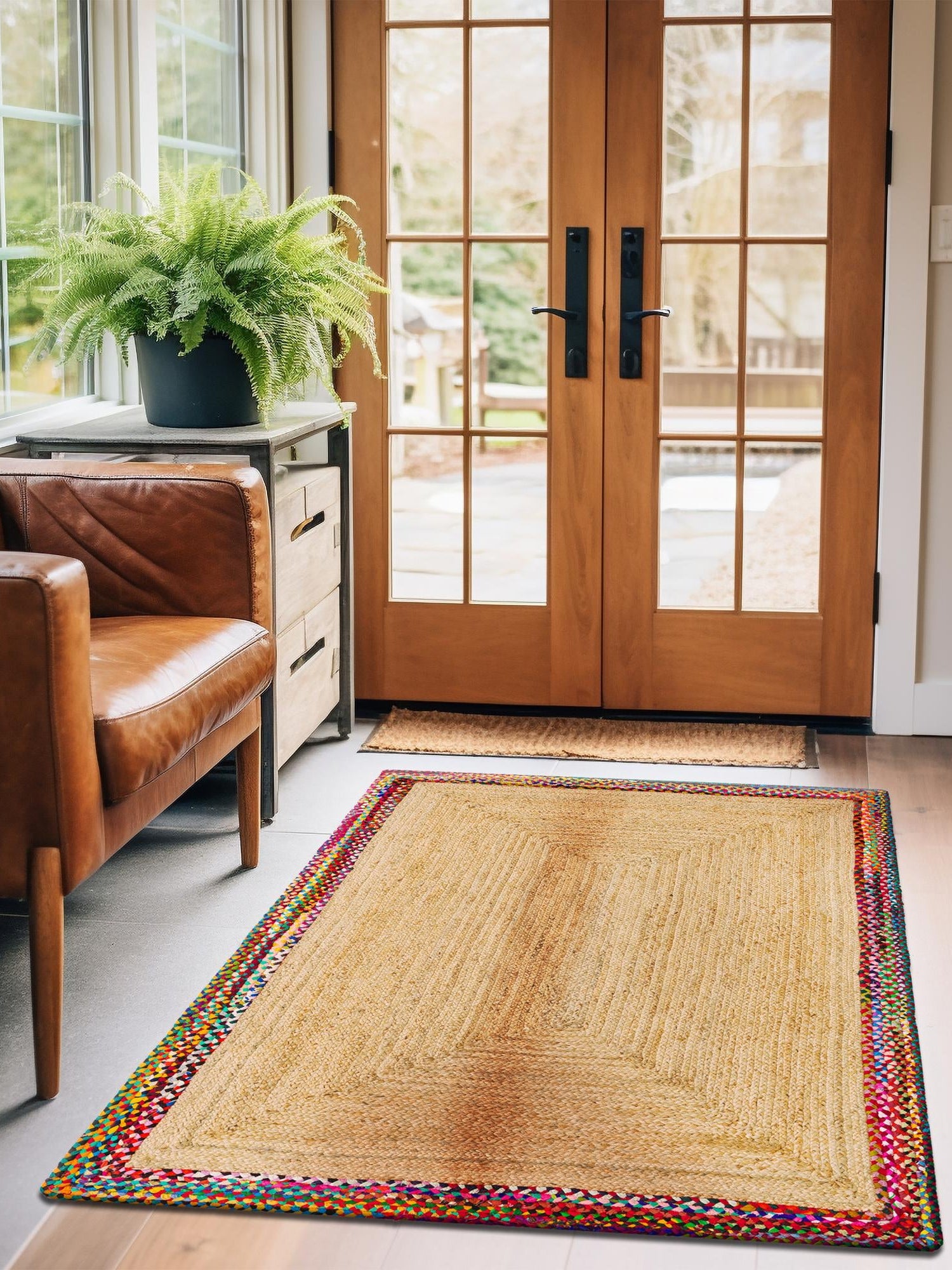 Natural 6' 1 x 9' Braided Jute Rectangle Area Rug 100% Jute Hand Braided Natural Eco-Friendly Boho Style Carpet for Living Rooms Dining Office Space Dorms for Sale at Rug Engine