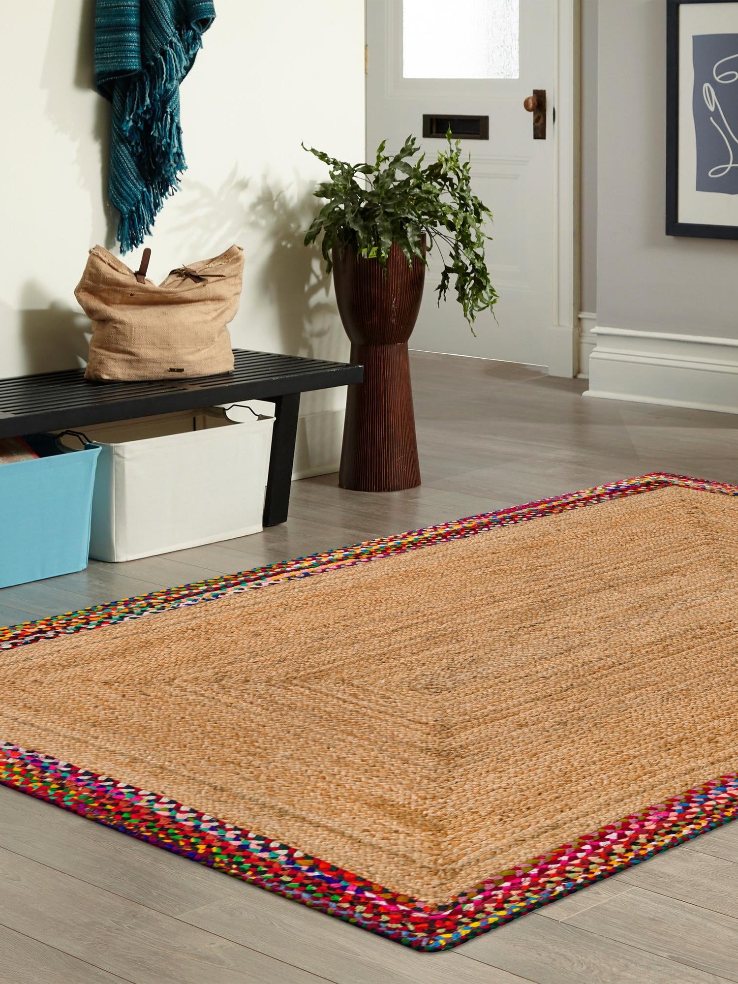 Natural 5' 1 x 8' Braided Jute Rectangle Area Rug 100% Jute Hand Braided Natural Eco-Friendly Boho Style Carpet for Living Rooms Dining Office Space Dorms for Sale at Rug Engine
