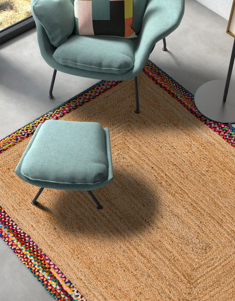 Natural 8' x 10' Braided Jute Rectangle Area Rug 100% Jute Hand Braided Natural Eco-Friendly Boho Style Carpet for Living Rooms Dining Office Space Dorms for Sale at Rug Engine