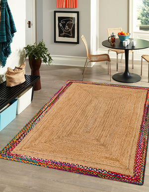 Natural 4' 1 x 6' 1 Braided Jute Rectangle Rug