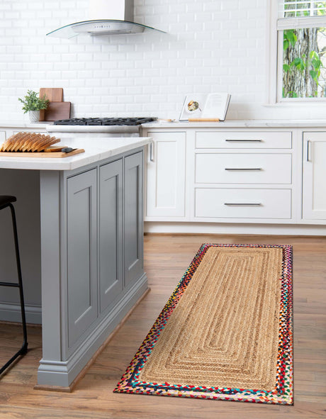 Natural 2' 7 x 6' 1 Braided Jute Runner Area Rug 100% Jute Hand Braided Natural Eco-Friendly Boho Style Carpet for Living Rooms Dining Office Space Dorms for Sale at Rug Engine