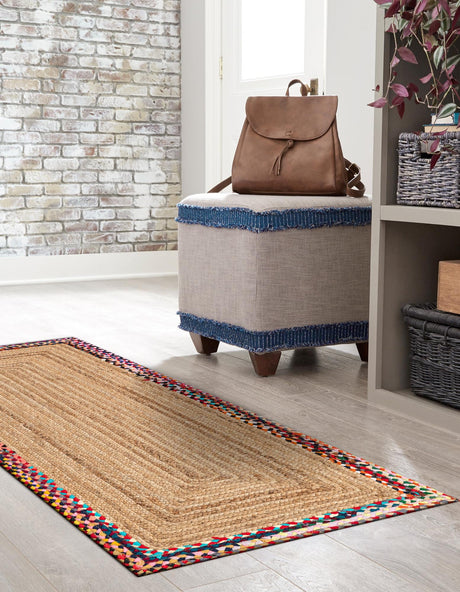 Natural 2' 7 x 6' 1 Braided Jute Runner Area Rug 100% Jute Hand Braided Natural Eco-Friendly Boho Style Carpet for Living Rooms Dining Office Space Dorms for Sale at Rug Engine