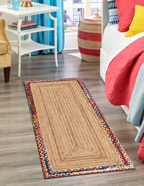 Natural 2' 7 x 6' 1 Braided Jute Runner Area Rug 100% Jute Hand Braided Natural Eco-Friendly Boho Style Carpet for Living Rooms Dining Office Space Dorms for Sale at Rug Engine