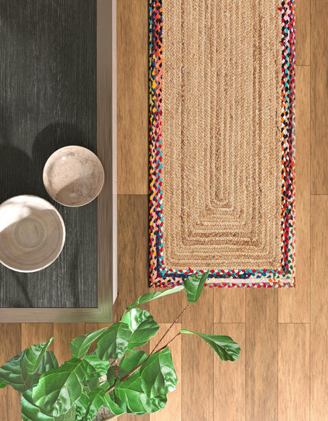 Natural 2' 7 x 6' 1 Braided Jute Runner Area Rug 100% Jute Hand Braided Natural Eco-Friendly Boho Style Carpet for Living Rooms Dining Office Space Dorms for Sale at Rug Engine