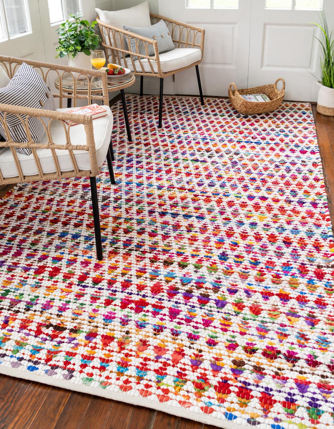 Multicolor 5' 1 x 8' Braided Chindi Rectangle Area Rug 100% Cotton Hand Braided Natural Eco-Friendly Boho Style Modern Carpet for Living Rooms Dining Office Dorm for Sale at Rug Engine