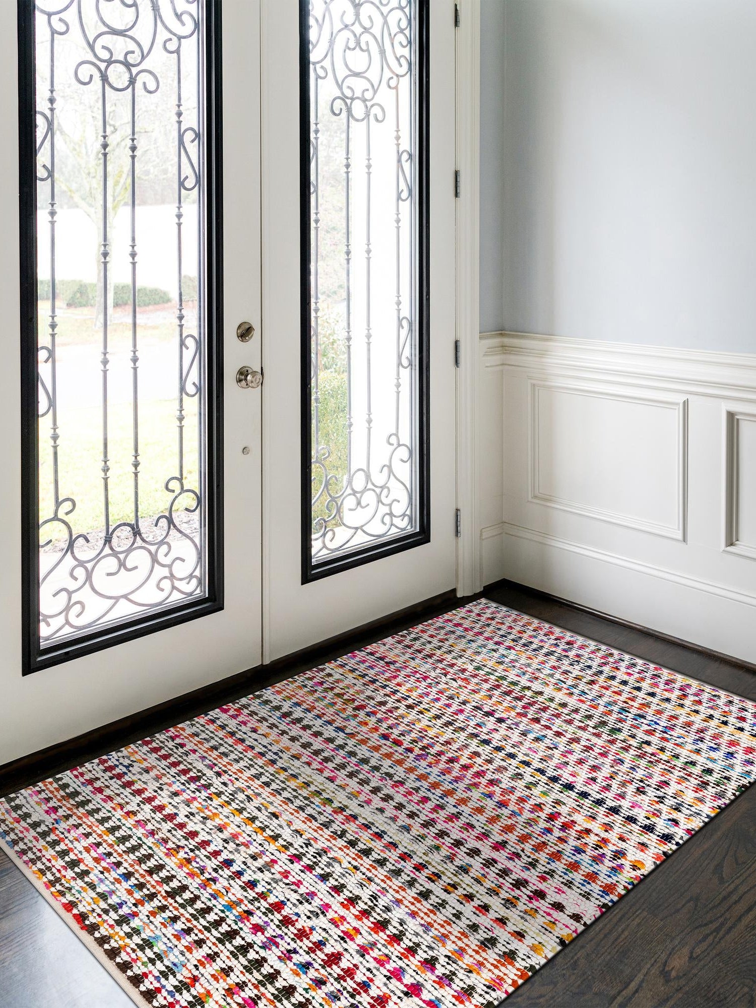 Multicolor 2' x 3' 1 Braided Chindi Rectangle Area Rug 100% Cotton Hand Braided Natural Eco-Friendly Boho Style Modern Carpet for Living Rooms Dining Office Dorm for Sale at Rug Engine