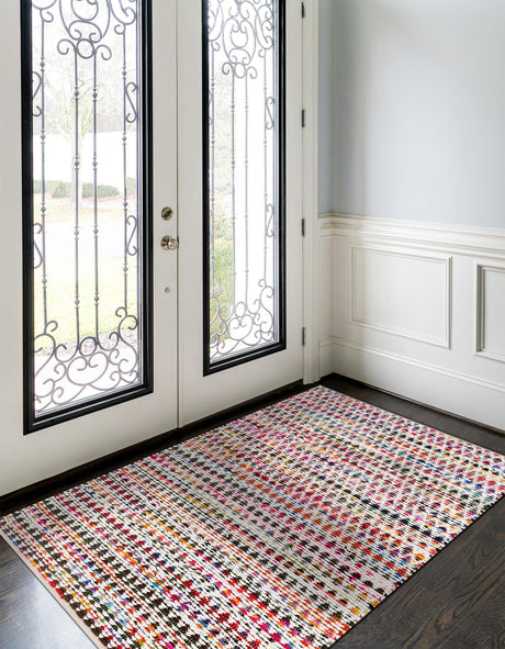 Multicolor 2' x 3' 1 Braided Chindi Rectangle Area Rug 100% Cotton Hand Braided Natural Eco-Friendly Boho Style Modern Carpet for Living Rooms Dining Office Dorm for Sale at Rug Engine