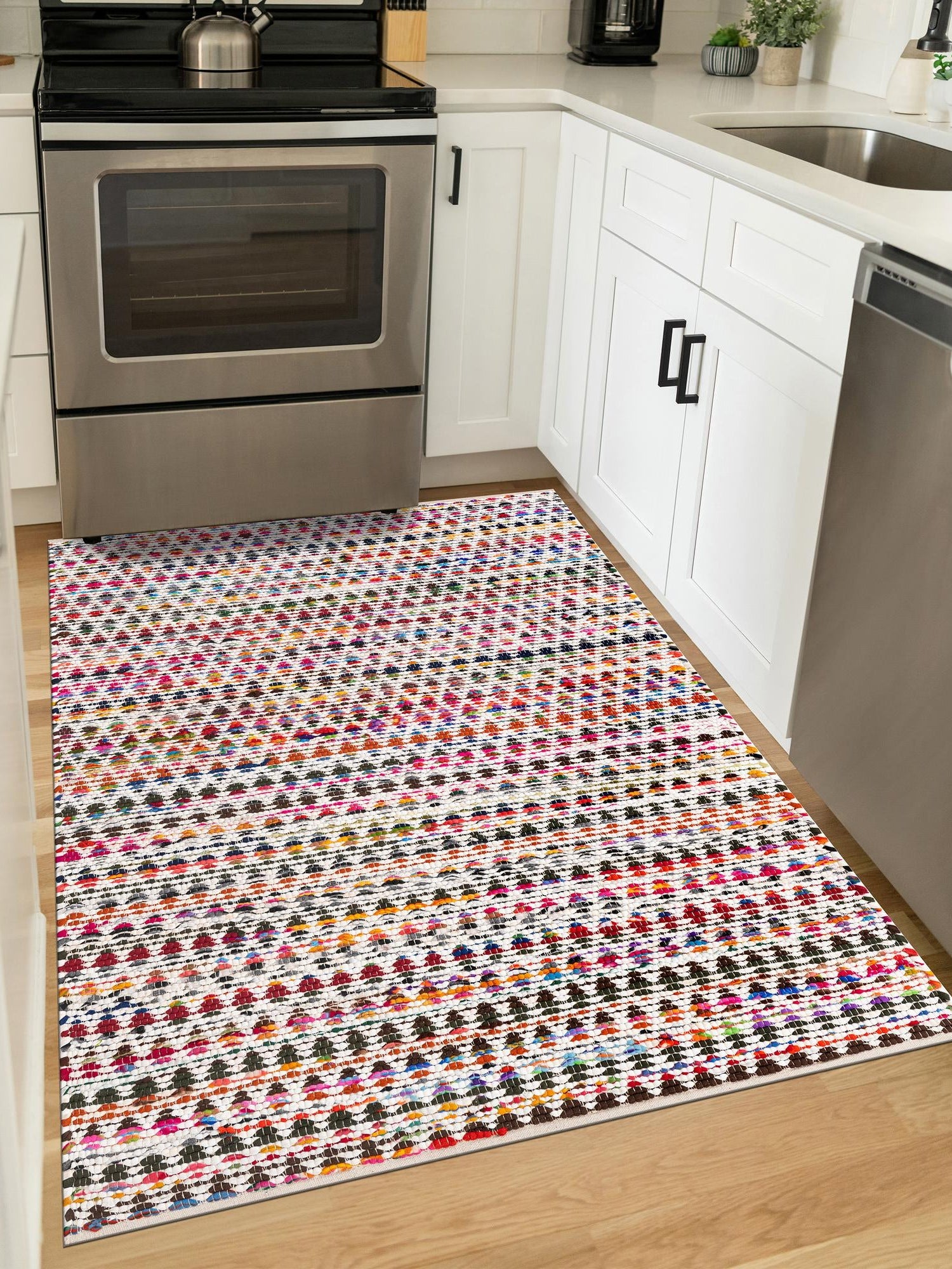 Multicolor 2' x 3' 1 Braided Chindi Rectangle Area Rug 100% Cotton Hand Braided Natural Eco-Friendly Boho Style Modern Carpet for Living Rooms Dining Office Dorm for Sale at Rug Engine