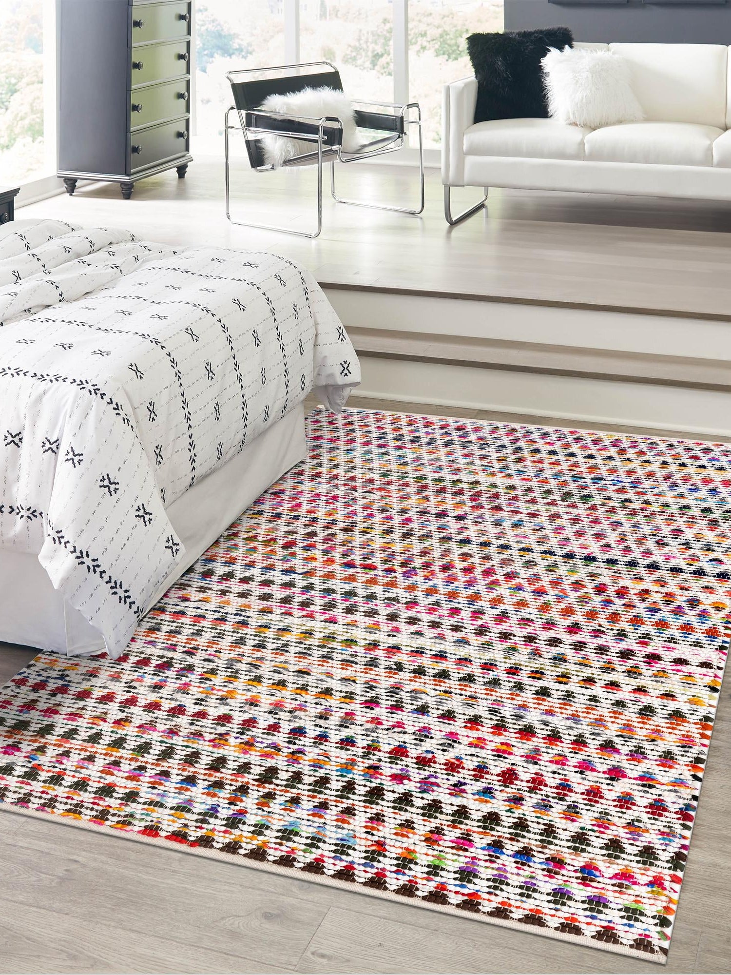 Multicolor 2' x 3' 1 Braided Chindi Rectangle Area Rug 100% Cotton Hand Braided Natural Eco-Friendly Boho Style Modern Carpet for Living Rooms Dining Office Dorm for Sale at Rug Engine