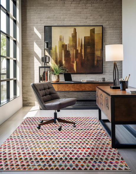 Multicolor 4' 1 x 6' 1 Braided Chindi Rectangle Area Rug 100% Cotton Hand Braided Natural Eco-Friendly Boho Style Modern Carpet for Living Rooms Dining Office Dorm for Sale at Rug Engine