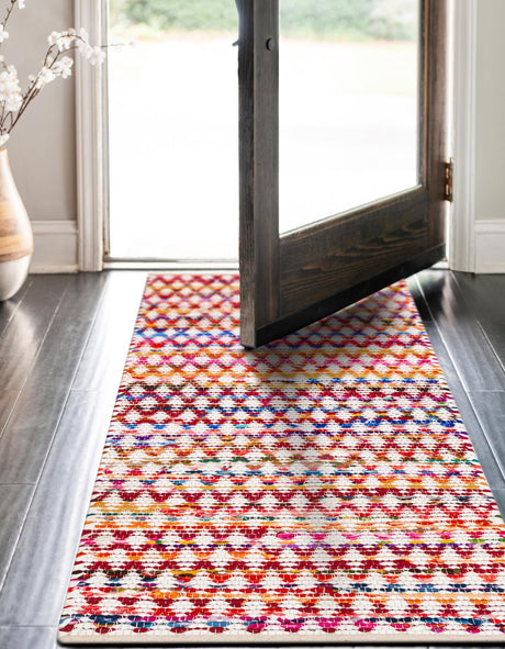 Multicolor 2' 7 x 6' 1 Braided Chindi Runner Area Rug 100% Cotton Hand Braided Natural Eco-Friendly Boho Style Modern Carpet for Living Rooms Dining Office Dorm for Sale at Rug Engine