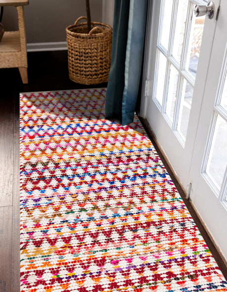 Multicolor 2' 7 x 6' 1 Braided Chindi Runner Area Rug 100% Cotton Hand Braided Natural Eco-Friendly Boho Style Modern Carpet for Living Rooms Dining Office Dorm for Sale at Rug Engine