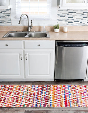 Multicolor 3' x 6' 1 Braided Chindi Runner Rug
