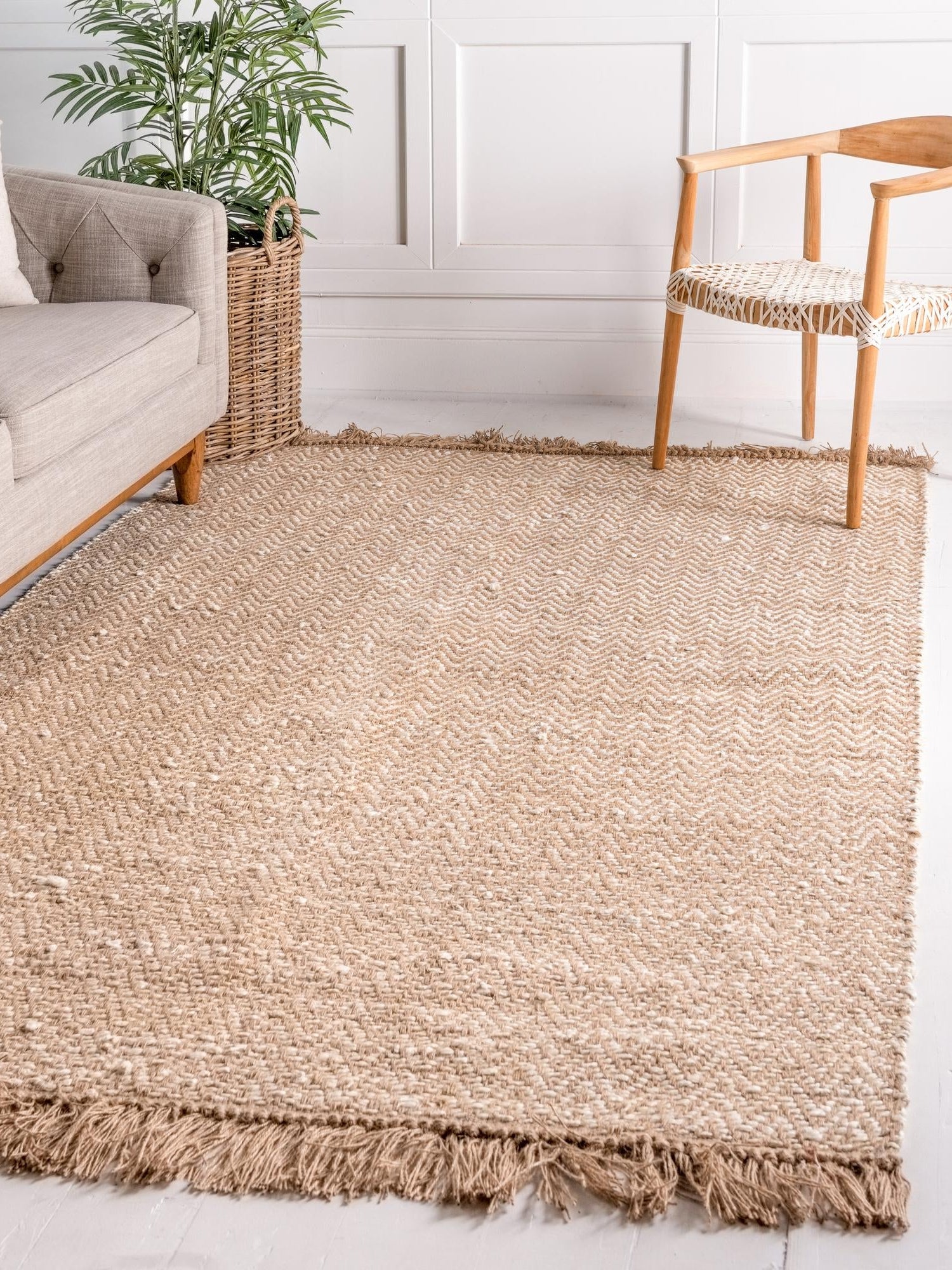 Natural 9' x 12' Braided Jute Rectangle Area Rug 100% Jute Hand Braided Natural Eco-Friendly Boho Style Carpet for Living Rooms Dining Office Space Dorms for Sale at Rug Engine