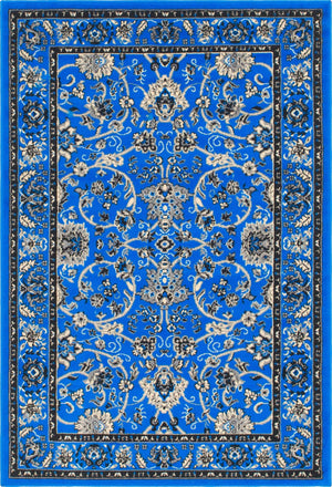 Dark Blue 4' 1 x 6' 1 Sialk Hill Rectangle Area Rug 100% Polypropylene Durable Easy Clean Classic Traditional Design Carpet for Interior Design for Sale at Rug Engine