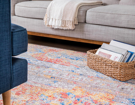 Orange 2' 2 x 3' 1 Basilica Rectangle Area Rug 100% Polyester With Jute Backing Colorful Distressed Vintage Modern Carpet for Dorm Room Living Dining Office Decor Easy to Clean Rustic Interior Design for Sale at Rug Engine