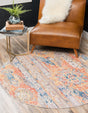 Orange 3' 3 x 3' 3 Basilica Round Area Rug 100% Polyester With Jute Backing Colorful Distressed Vintage Modern Carpet for Dorm Room Living Dining Office Decor Easy to Clean Rustic Interior Design for Sale at Rug Engine
