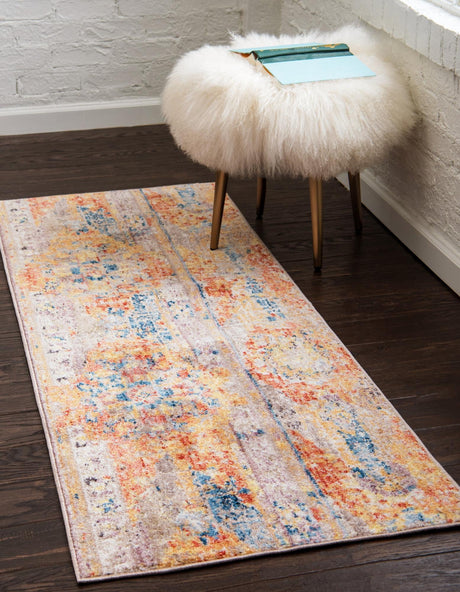 Orange 2' 2 x 6' 1 Basilica Runner Area Rug 100% Polyester With Jute Backing Colorful Distressed Vintage Modern Carpet for Dorm Room Living Dining Office Decor Easy to Clean Rustic Interior Design for Sale at Rug Engine