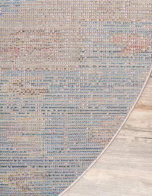 Light Blue 5' x 5' Basilica Round Area Rug 100% Polyester With Jute Backing Colorful Distressed Vintage Modern Carpet for Dorm Room Living Dining Office Decor Easy to Clean Rustic Interior Design for Sale at Rug Engine