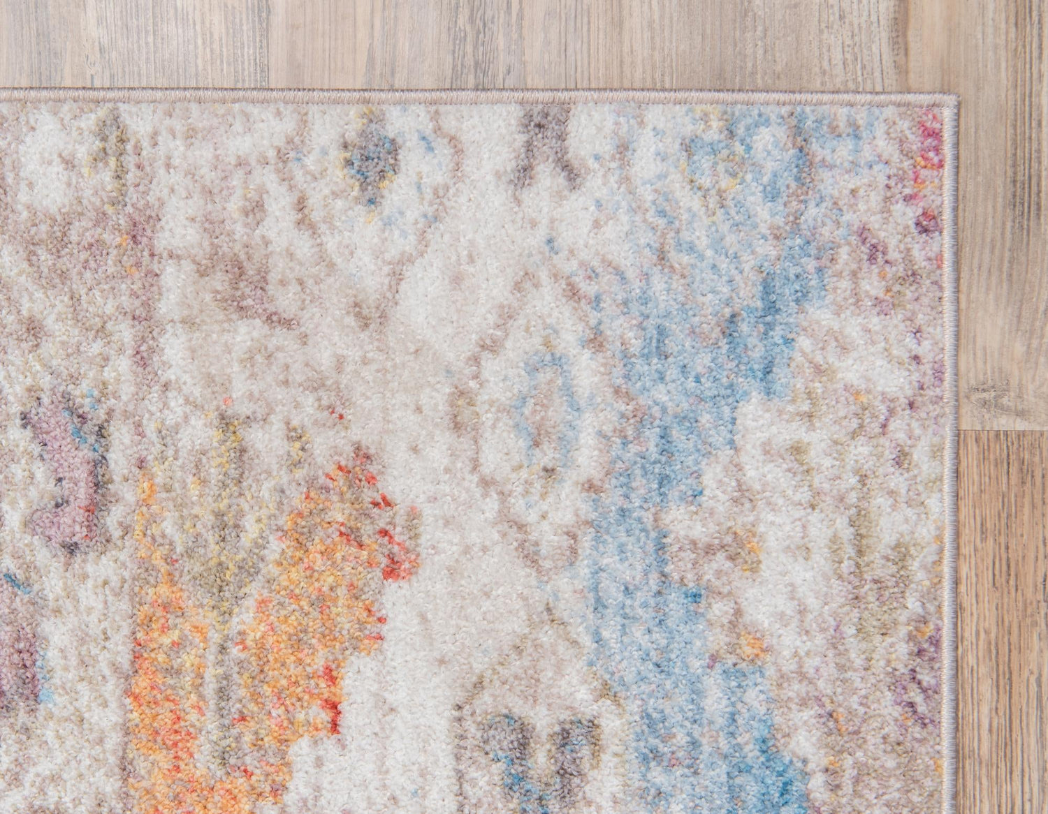 Cream 4' 1 x 6' 1 Basilica Rectangle Area Rug 100% Polyester With Jute Backing Colorful Distressed Vintage Modern Carpet for Dorm Room Living Dining Office Decor Easy to Clean Rustic Interior Design for Sale at Rug Engine