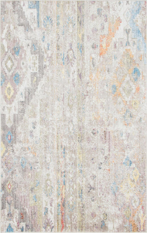 Cream 5' 1 x 8' Basilica Rectangle Area Rug 100% Polyester With Jute Backing Colorful Distressed Vintage Modern Carpet for Dorm Room Living Dining Office Decor Easy to Clean Rustic Interior Design for Sale at Rug Engine