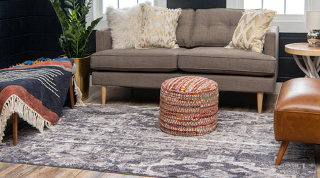 Gray 2' 2 x 3' 1 Basilica Rectangle Area Rug 100% Polyester With Jute Backing Colorful Distressed Vintage Modern Carpet for Dorm Room Living Dining Office Decor Easy to Clean Rustic Interior Design for Sale at Rug Engine