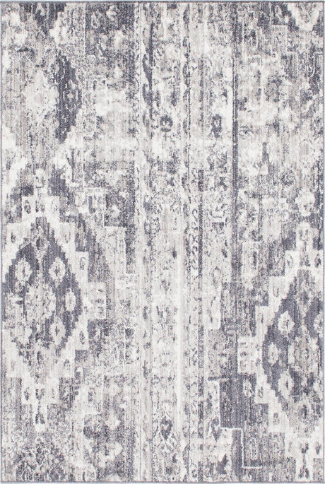 Gray 4' 1 x 6' 1 Basilica Rectangle Area Rug 100% Polyester With Jute Backing Colorful Distressed Vintage Modern Carpet for Dorm Room Living Dining Office Decor Easy to Clean Rustic Interior Design for Sale at Rug Engine