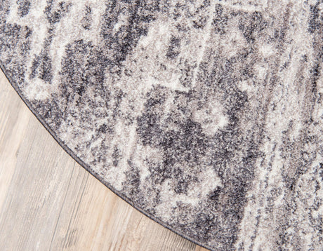 Gray 3' 3 x 3' 3 Basilica Round Area Rug 100% Polyester With Jute Backing Colorful Distressed Vintage Modern Carpet for Dorm Room Living Dining Office Decor Easy to Clean Rustic Interior Design for Sale at Rug Engine
