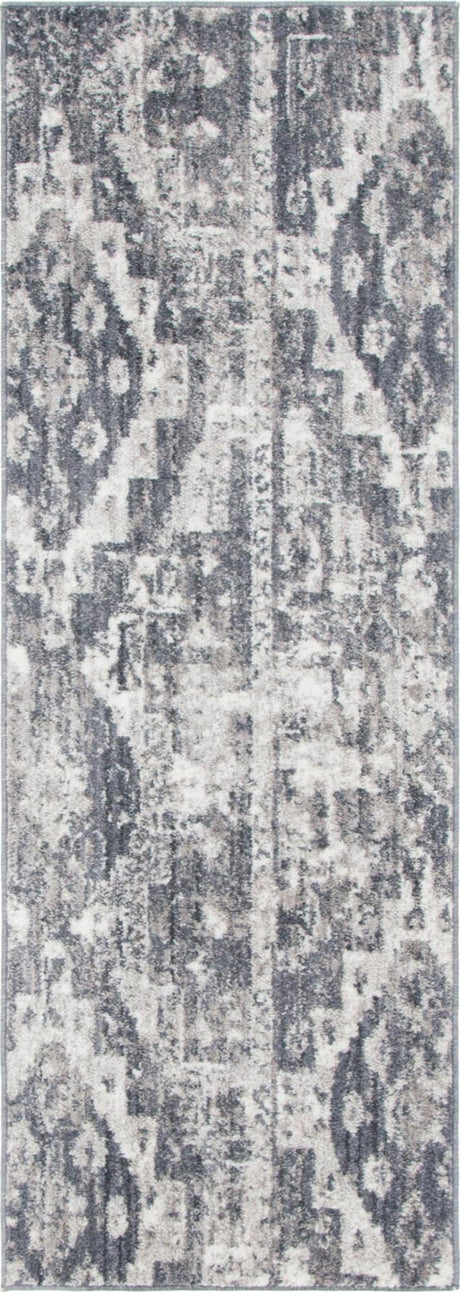 Gray 2' 2 x 6' 1 Basilica Runner Area Rug 100% Polyester With Jute Backing Colorful Distressed Vintage Modern Carpet for Dorm Room Living Dining Office Decor Easy to Clean Rustic Interior Design for Sale at Rug Engine