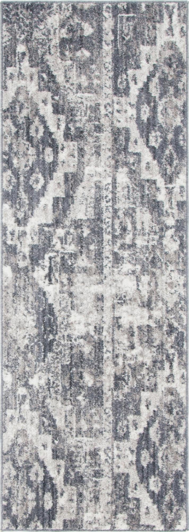 Gray 2' 2 x 6' 1 Basilica Runner Area Rug 100% Polyester With Jute Backing Colorful Distressed Vintage Modern Carpet for Dorm Room Living Dining Office Decor Easy to Clean Rustic Interior Design for Sale at Rug Engine