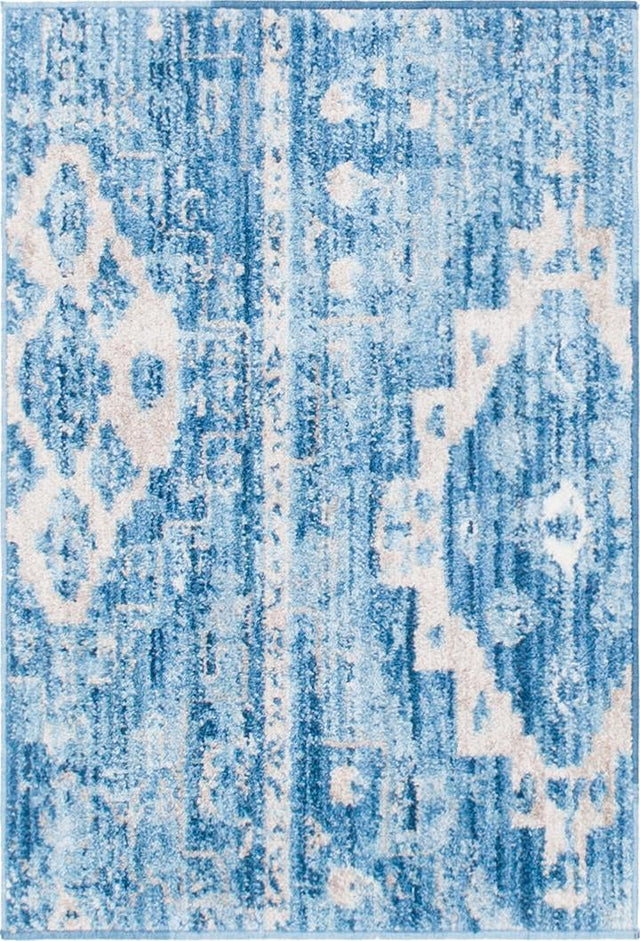 Blue 2' 2 x 3' 1 Basilica Rectangle Area Rug 100% Polyester With Jute Backing Colorful Distressed Vintage Modern Carpet for Dorm Room Living Dining Office Decor Easy to Clean Rustic Interior Design for Sale at Rug Engine