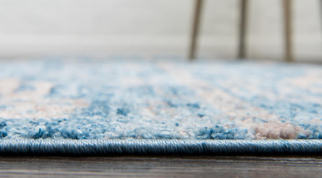 Blue 2' 2 x 6' 1 Basilica Runner Area Rug 100% Polyester With Jute Backing Colorful Distressed Vintage Modern Carpet for Dorm Room Living Dining Office Decor Easy to Clean Rustic Interior Design for Sale at Rug Engine