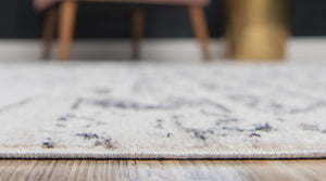 Ivory 4' 1 x 6' 1 Basilica Rectangle Area Rug 100% Polyester With Jute Backing Colorful Distressed Vintage Modern Carpet for Dorm Room Living Dining Office Decor Easy to Clean Rustic Interior Design for Sale at Rug Engine