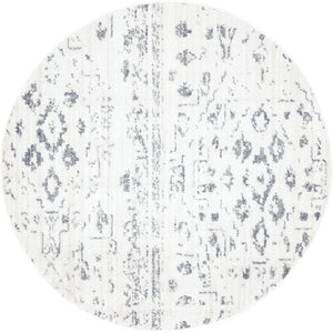Ivory 3' 3 x 3' 3 Basilica Round Area Rug 100% Polyester With Jute Backing Colorful Distressed Vintage Modern Carpet for Dorm Room Living Dining Office Decor Easy to Clean Rustic Interior Design for Sale at Rug Engine