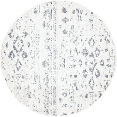 Ivory 3' 3 x 3' 3 Basilica Round Area Rug 100% Polyester With Jute Backing Colorful Distressed Vintage Modern Carpet for Dorm Room Living Dining Office Decor Easy to Clean Rustic Interior Design for Sale at Rug Engine