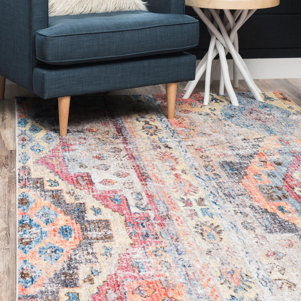 Multi Coloured Polyester Rug Multicolor 8' x 10' Basilica Rectangle Area Rug 100% Polyester With Ju ...