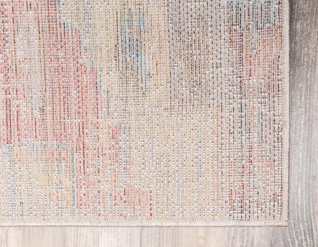 Multicolor 4' 1 x 6' 1 Basilica Rectangle Area Rug 100% Polyester With Jute Backing Colorful Distressed Vintage Modern Carpet for Dorm Room Living Dining Office Decor Easy to Clean Rustic Interior Design for Sale at Rug Engine