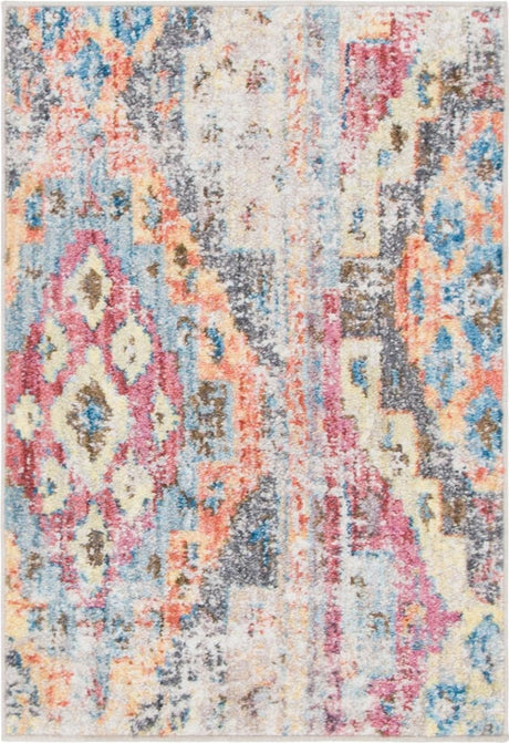 Multicolor 2' 2 x 3' 1 Basilica Rectangle Area Rug 100% Polyester With Jute Backing Colorful Distressed Vintage Modern Carpet for Dorm Room Living Dining Office Decor Easy to Clean Rustic Interior Design for Sale at Rug Engine