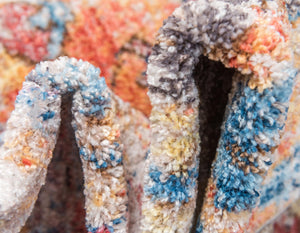 Multicolor 3' 3 x 3' 3 Basilica Round Area Rug 100% Polyester With Jute Backing Colorful Distressed Vintage Modern Carpet for Dorm Room Living Dining Office Decor Easy to Clean Rustic Interior Design for Sale at Rug Engine