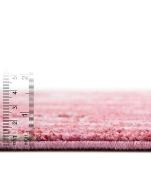 Pink 3' 3 x 3' 3 Basilica Round Area Rug 100% Polyester With Jute Backing Colorful Distressed Vintage Modern Carpet for Dorm Room Living Dining Office Decor Easy to Clean Rustic Interior Design for Sale at Rug Engine