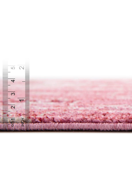 Pink 3' 3 x 3' 3 Basilica Round Area Rug 100% Polyester With Jute Backing Colorful Distressed Vintage Modern Carpet for Dorm Room Living Dining Office Decor Easy to Clean Rustic Interior Design for Sale at Rug Engine