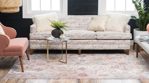 Beige 2' 2 x 3' Basilica Rectangle Area Rug 100% Polyester With Jute Backing Colorful Distressed Vintage Modern Carpet for Dorm Room Living Dining Office Decor Easy to Clean Rustic Interior Design for Sale at Rug Engine