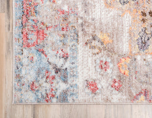 Beige 2' 2 x 3' Basilica Rectangle Area Rug 100% Polyester With Jute Backing Colorful Distressed Vintage Modern Carpet for Dorm Room Living Dining Office Decor Easy to Clean Rustic Interior Design for Sale at Rug Engine