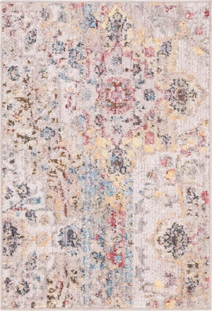 Beige 2' 2 x 3' Basilica Rectangle Area Rug 100% Polyester With Jute Backing Colorful Distressed Vintage Modern Carpet for Dorm Room Living Dining Office Decor Easy to Clean Rustic Interior Design for Sale at Rug Engine