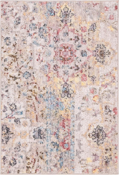 Beige 2' 2 x 3' Basilica Rectangle Area Rug 100% Polyester With Jute Backing Colorful Distressed Vintage Modern Carpet for Dorm Room Living Dining Office Decor Easy to Clean Rustic Interior Design for Sale at Rug Engine