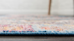 Blue 2' 2 x 6' Basilica Runner Area Rug 100% Polyester With Jute Backing Colorful Distressed Vintage Modern Carpet for Dorm Room Living Dining Office Decor Easy to Clean Rustic Interior Design for Sale at Rug Engine