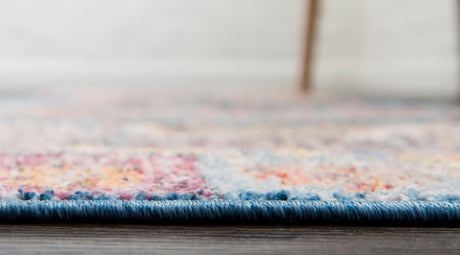 Blue 2' 2 x 6' Basilica Runner Area Rug 100% Polyester With Jute Backing Colorful Distressed Vintage Modern Carpet for Dorm Room Living Dining Office Decor Easy to Clean Rustic Interior Design for Sale at Rug Engine